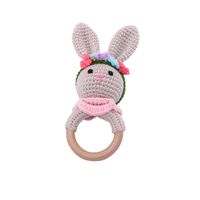 Baby Knitted Rattle Bell Wooden Ring Sounding Rattle Toy Rattle Toy Baby Soothing Doll Hand Crocheted Weaving sku image 18