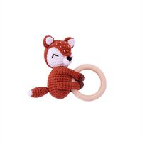 Baby Knitted Rattle Bell Wooden Ring Sounding Rattle Toy Rattle Toy Baby Soothing Doll Hand Crocheted Weaving sku image 44