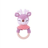 Baby Knitted Rattle Bell Wooden Ring Sounding Rattle Toy Rattle Toy Baby Soothing Doll Hand Crocheted Weaving sku image 42
