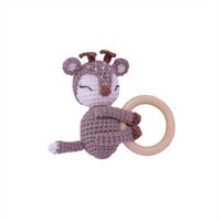 Baby Knitted Rattle Bell Wooden Ring Sounding Rattle Toy Rattle Toy Baby Soothing Doll Hand Crocheted Weaving sku image 43
