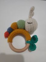 Baby Knitted Rattle Bell Wooden Ring Sounding Rattle Toy Rattle Toy Baby Soothing Doll Hand Crocheted Weaving sku image 23