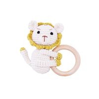 Baby Knitted Rattle Bell Wooden Ring Sounding Rattle Toy Rattle Toy Baby Soothing Doll Hand Crocheted Weaving sku image 31