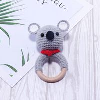 Baby Knitted Rattle Bell Wooden Ring Sounding Rattle Toy Rattle Toy Baby Soothing Doll Hand Crocheted Weaving sku image 6