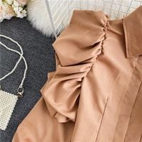 Women's Blouse Long Sleeve Blouses Washed Ruffles Casual Solid Color main image 4