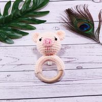 Baby Knitted Rattle Bell Wooden Ring Sounding Rattle Toy Rattle Toy Baby Soothing Doll Hand Crocheted Weaving sku image 4