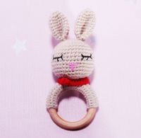 Baby Knitted Rattle Bell Wooden Ring Sounding Rattle Toy Rattle Toy Baby Soothing Doll Hand Crocheted Weaving sku image 7