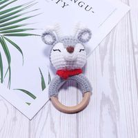 Baby Knitted Rattle Bell Wooden Ring Sounding Rattle Toy Rattle Toy Baby Soothing Doll Hand Crocheted Weaving sku image 37