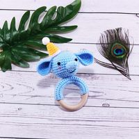 Baby Knitted Rattle Bell Wooden Ring Sounding Rattle Toy Rattle Toy Baby Soothing Doll Hand Crocheted Weaving sku image 8