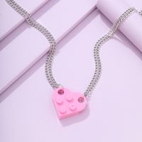 Wholesale Jewelry Simple Style Heart Shape Alloy Resin Pendant Necklace sku image 4