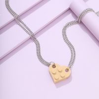 Wholesale Jewelry Simple Style Heart Shape Alloy Resin Pendant Necklace sku image 2