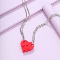 Wholesale Jewelry Simple Style Heart Shape Alloy Resin Pendant Necklace main image 7