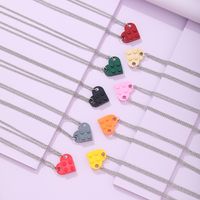 Wholesale Jewelry Simple Style Heart Shape Alloy Resin Pendant Necklace main image 1