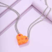 Wholesale Jewelry Simple Style Heart Shape Alloy Resin Pendant Necklace sku image 1
