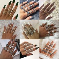 Casual Vintage Style Punk Animal Sunflower Rose Alloy Plating Inlay Artificial Gemstones Artificial Rhinestones Opal Gold Plated Silver Plated Women's Charm Ring Open Ring Rings main image 1