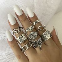Casual Vintage Style Punk Animal Sunflower Rose Alloy Plating Inlay Artificial Gemstones Artificial Rhinestones Opal Gold Plated Silver Plated Women's Charm Ring Open Ring Rings main image 5