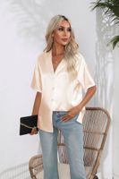 Women's Blouse Short Sleeve Blouses Button Classic Style British Style Solid Color main image 4