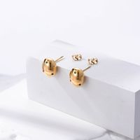 1 Pair Simple Style C Shape Tassel Plating Inlay Stainless Steel Zircon 18k Gold Plated Ear Studs main image 2