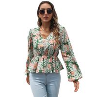 Women's Blouse Long Sleeve T-shirts Printing Simple Style Ditsy Floral main image 5