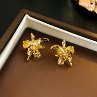 Retro Flower Alloy Plating Inlay Artificial Gemstones Women's Ear Studs sku image 4