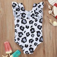 Infant Light Brown Leopard Print Flounced Sleeve One-piece Swimsuit main image 3