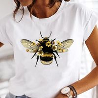 Women's T-shirt Short Sleeve T-shirts Printing Casual Flower Bee main image 2