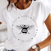 Women's T-shirt Short Sleeve T-shirts Printing Casual Flower Bee main image 3