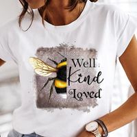 Women's T-shirt Short Sleeve T-shirts Printing Casual Flower Bee main image 6