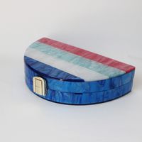 Arylic Stripe Semicircle Clutch Evening Bag main image 3