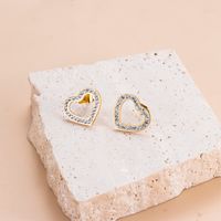 1 Pair Luxurious Shiny Oval Water Droplets Heart Shape Inlay 304 Stainless Steel Zircon Ear Studs main image 4