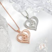 Mama Simple Style Human Heart Shape Copper Zircon Pendant Necklace In Bulk main image 3