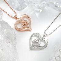 Mama Simple Style Human Heart Shape Copper Zircon Pendant Necklace In Bulk main image 6