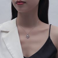 Sweet Letter Heart Shape Sterling Silver Plating Inlay Artificial Gemstones Pendant Necklace main image 4