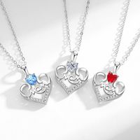 Sweet Letter Heart Shape Sterling Silver Plating Inlay Artificial Gemstones Pendant Necklace main image 1