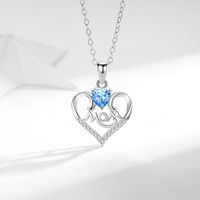 Sweet Letter Heart Shape Sterling Silver Plating Inlay Artificial Gemstones Pendant Necklace sku image 2