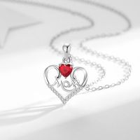 Sweet Letter Heart Shape Sterling Silver Plating Inlay Artificial Gemstones Pendant Necklace main image 3