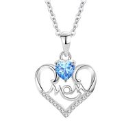 Sweet Letter Heart Shape Sterling Silver Plating Inlay Artificial Gemstones Pendant Necklace main image 2