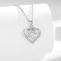 Sweet Letter Heart Shape Sterling Silver Plating Inlay Artificial Gemstones Pendant Necklace sku image 1