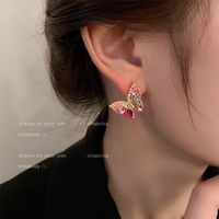 Lady Insect Butterfly Alloy Inlay Rhinestones Women's Ear Studs main image 5