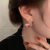 Lady Insect Butterfly Alloy Inlay Rhinestones Women's Ear Studs main image 1