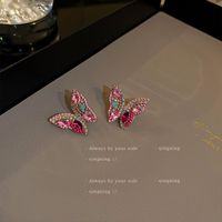 Lady Insect Butterfly Alloy Inlay Rhinestones Women's Ear Studs main image 3