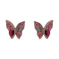 Lady Insect Butterfly Alloy Inlay Rhinestones Women's Ear Studs main image 2