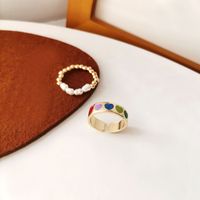 Ins Style Sweet Color Block Heart Shape Alloy Beaded Enamel Plating Women's Rings main image 1