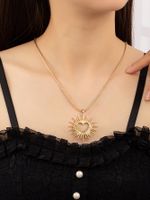 Wholesale Jewelry Streetwear Sun Heart Shape Alloy Pendant Necklace main image 4