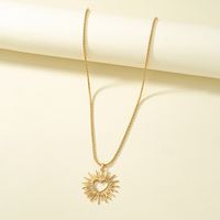 Wholesale Jewelry Streetwear Sun Heart Shape Alloy Pendant Necklace main image 6