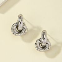 1 Pair Simple Style Round Plating Alloy Ear Studs main image 5