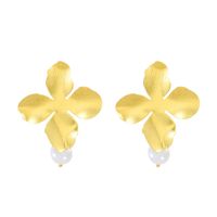 Exaggerated Modern Style Flower Metal Copper Plating Inlay Acrylic Crystal Pearl 18k Gold Plated Gold Plated Silver Plated Women's Drop Earrings Ear Studs sku image 9