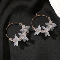 Exaggerated Modern Style Flower Metal Copper Plating Inlay Acrylic Crystal Pearl 18k Gold Plated Gold Plated Silver Plated Women's Drop Earrings Ear Studs sku image 6