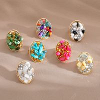 Retro Oval Alloy Resin Inlay Gravel Zircon Women's Rings main image 1