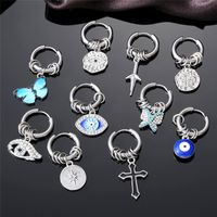 1 Pièce Punk Traverser Papillon Acier Inoxydable Émail Placage Incruster Zircon Boucles D'oreilles main image 8