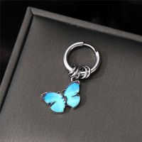 1 Piece Punk Cross Butterfly Stainless Steel Enamel Plating Inlay Zircon Drop Earrings main image 2